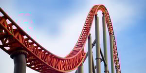 close up of red rollercoaster peak
